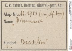 Etiketten zu Diamant (NHMW-MIN-Ab2753)